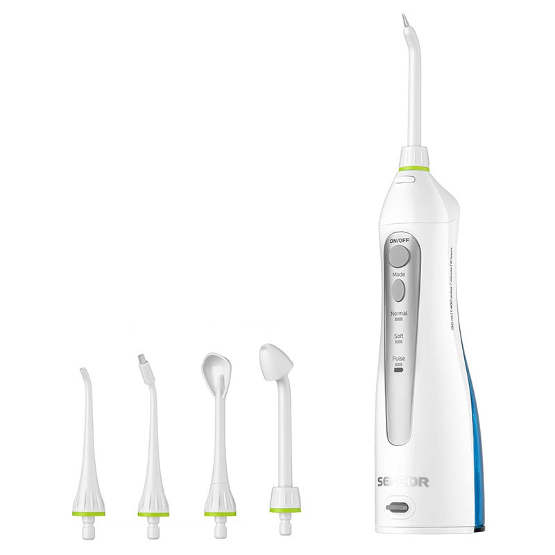 Irigator bucal cu 5 capete, rezervor 150 ml, 3 moduri, alb Sencor S-SOI1100SL