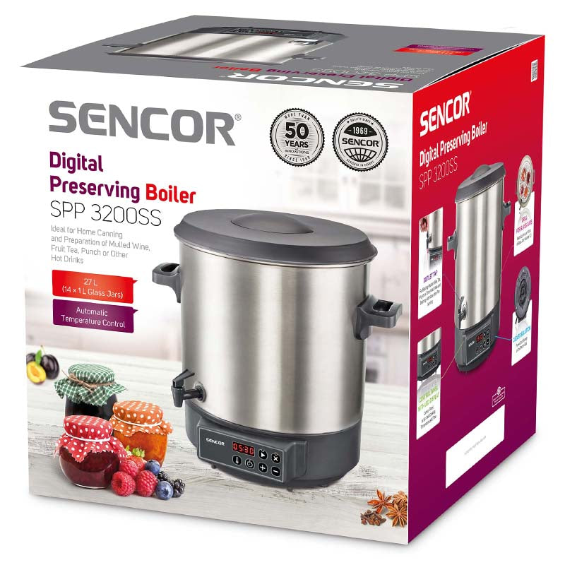 Aparat de conservare 27 l cu robinet 1800 W, oțel inoxidabil, Sencor S-SPP3200SS