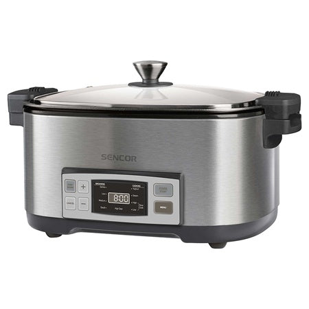 Slow cooker 6 l cu 5 setări de temperatură și funcții presetate Sencor