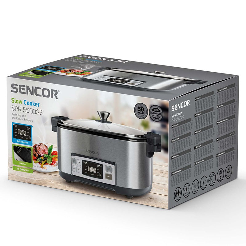 Slow cooker 6 l cu 5 setări de temperatură și funcții presetate Sencor