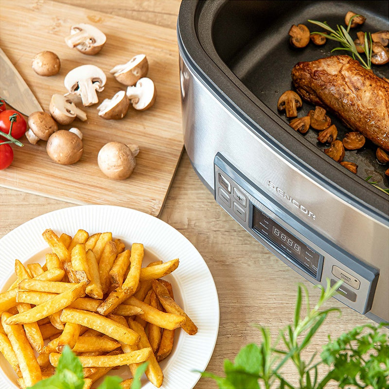 Slow cooker 6 l cu 5 setări de temperatură și funcții presetate Sencor