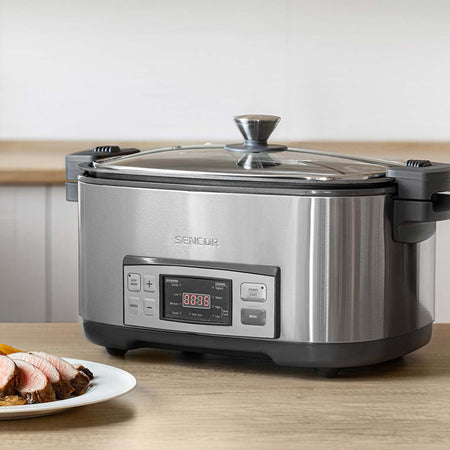 Slow cooker 6 l cu 5 setări de temperatură și funcții presetate Sencor
