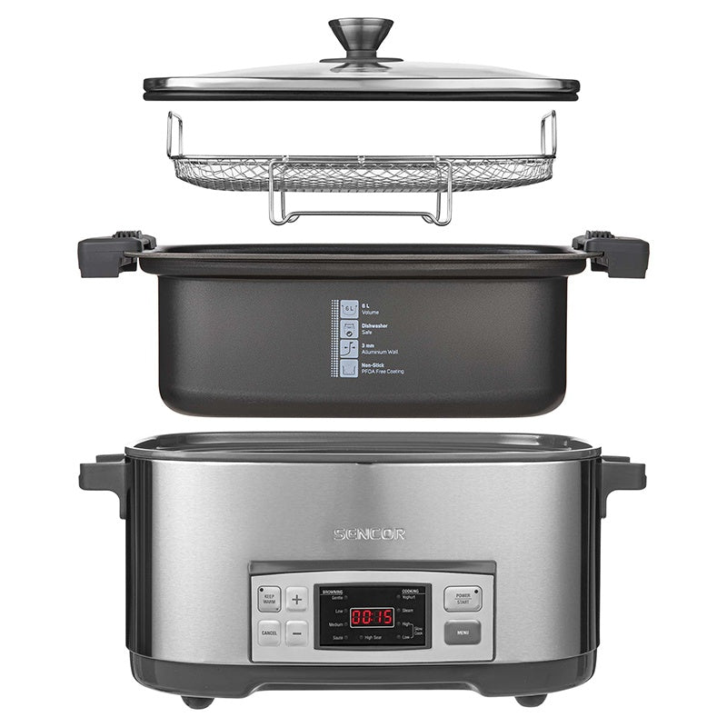 Slow cooker 6 l cu 5 setări de temperatură și funcții presetate Sencor