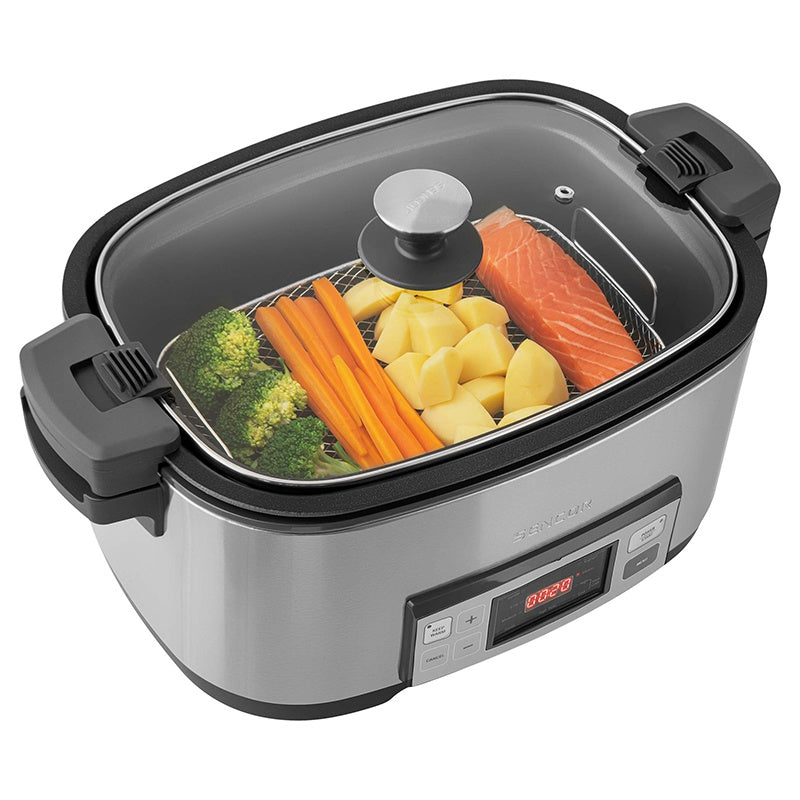 Slow cooker 6 l cu 5 setări de temperatură și funcții presetate Sencor