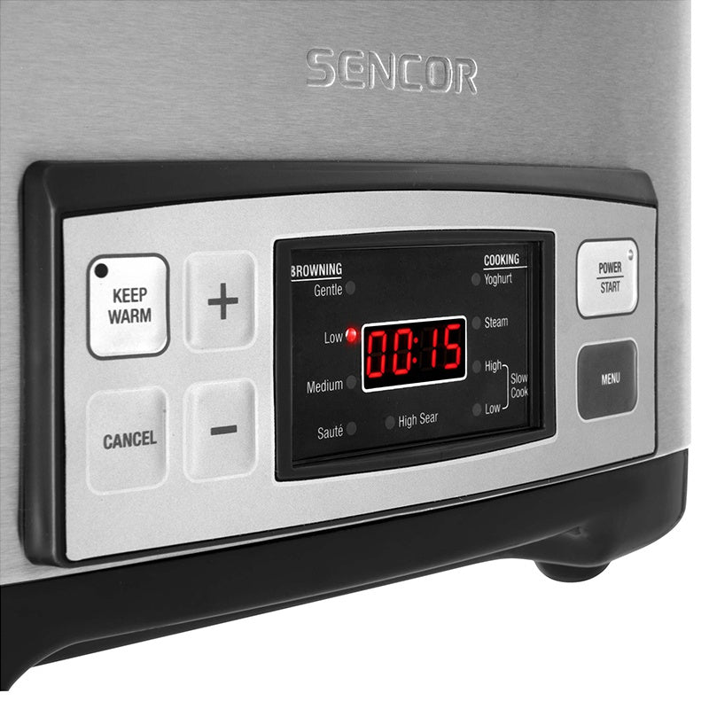 Slow cooker 6 l cu 5 setări de temperatură și funcții presetate Sencor