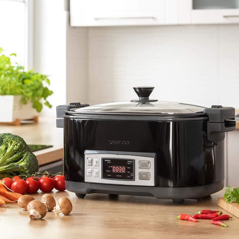Slow cooker 6 l cu 5 setări de temperatură și funcții presetate Sencor