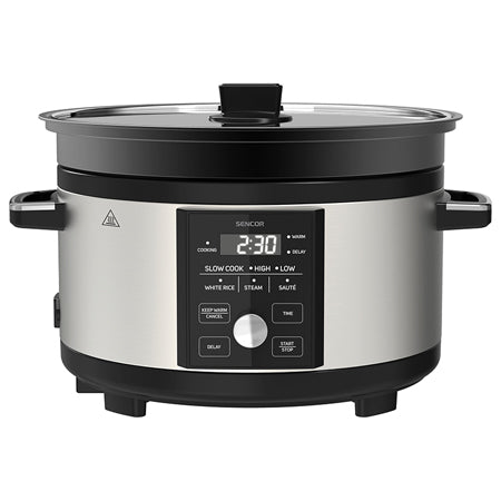 Slow cooker cu afișaj digital 5,5 l, oală aluminiu Sencor S-SPR5520SS