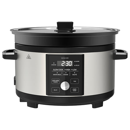 Slow cooker cu afișaj digital 5,5 l, oală aluminiu Sencor S-SPR5520SS