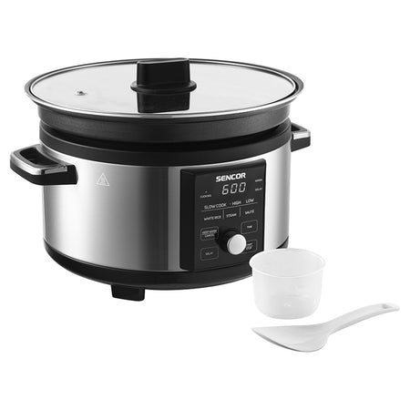 Slow cooker cu afișaj digital 5,5 l, oală aluminiu Sencor S-SPR5520SS