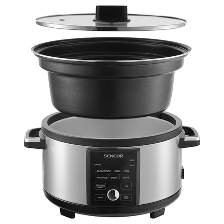 Slow cooker cu afișaj digital 5,5 l, oală aluminiu Sencor S-SPR5520SS