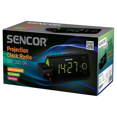 Radio cu ceas cu proiecție, ecran LED, alarmă dublă Sencor S-SRC330GN