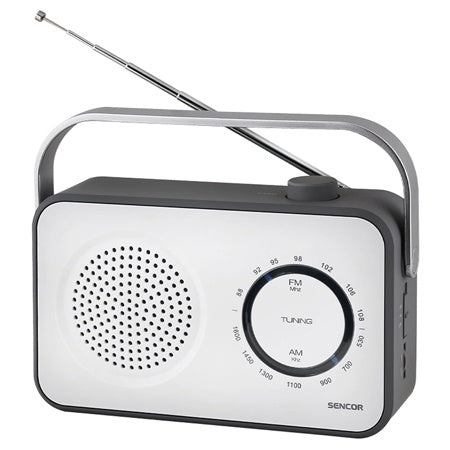 Radio portabil AM/FM cauciucat alb cu antenă telescopică Sencor S-SRD2100W