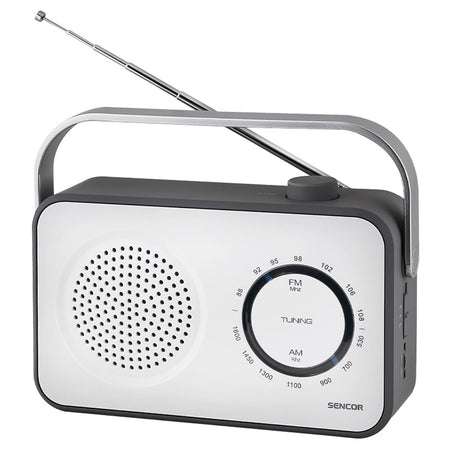 Radio portabil AM/FM cauciucat alb cu antenă telescopică Sencor S-SRD2100W