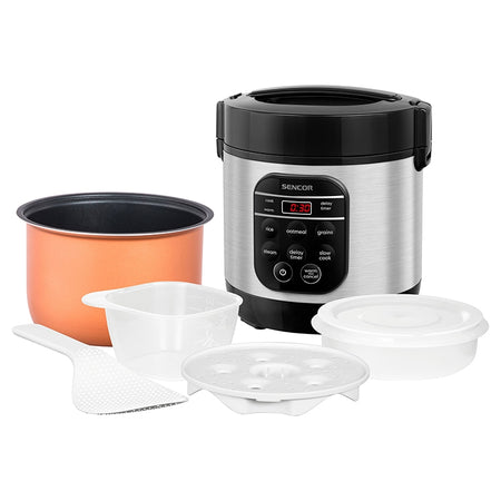 Aparat multifuncțional pentru gătit orez, 350 W, digital, inox Sencor S-SRM0650SS