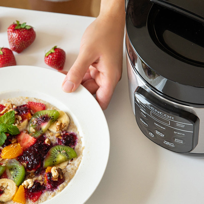Aparat multifuncțional pentru gătit orez, 350 W, digital, inox Sencor S-SRM0650SS