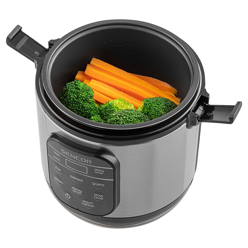 Aparat multifuncțional pentru gătit orez, 350 W, digital, inox Sencor S-SRM0650SS