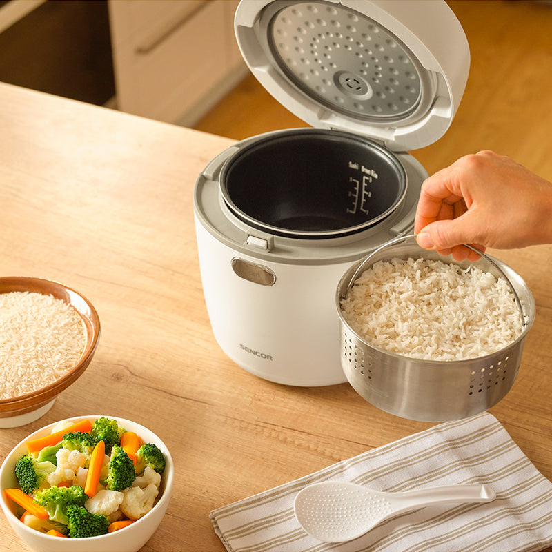 Aparat de gătit orez low carb cu funcție abur, 0,6 l, 350 W, Sencor