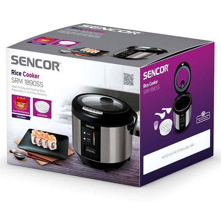 Aparat de gătit orez, 1,8 l, 830 W, vas antiaderent, Sencor S-SRM1890SS