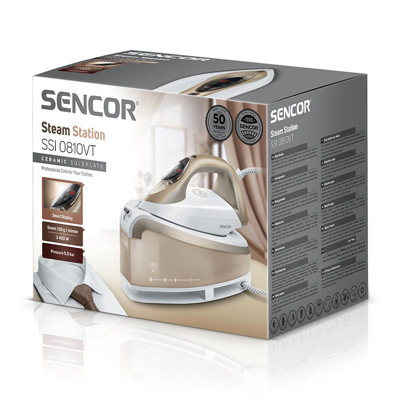Stație de călcat cu aburi 2400 W, talpă ceramică, rezervor 1,5 l, Sencor S-SSI0810VT