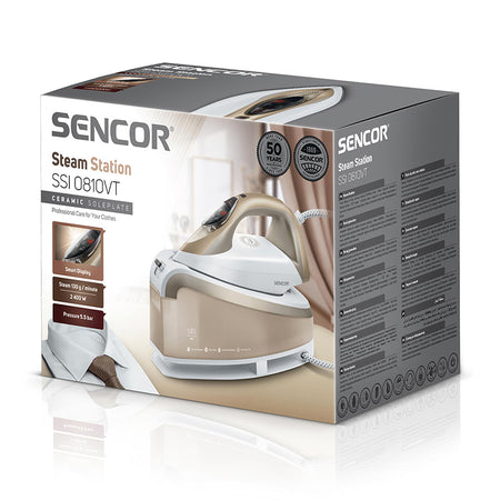 Stație de călcat cu aburi 2400 W, talpă ceramică, rezervor 1,5 l, Sencor S-SSI0810VT