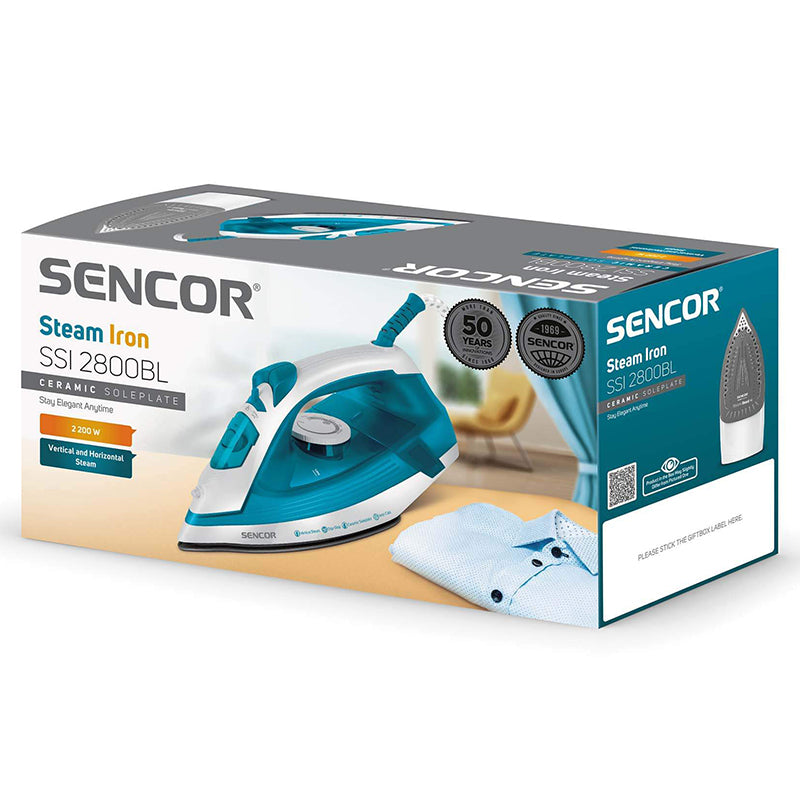 Fier de călcat cu abur Sencor S-SSI2800BL cu putere 2000 W și talpă ceramică