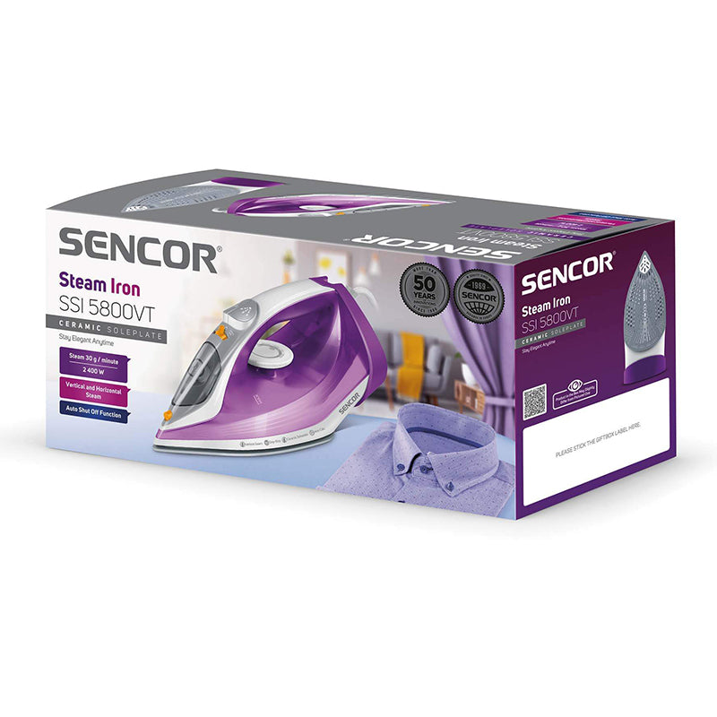 Fier de călcat 2400 W cu talpă ceramică, abur vertical, Sencor S-SSI5800VT