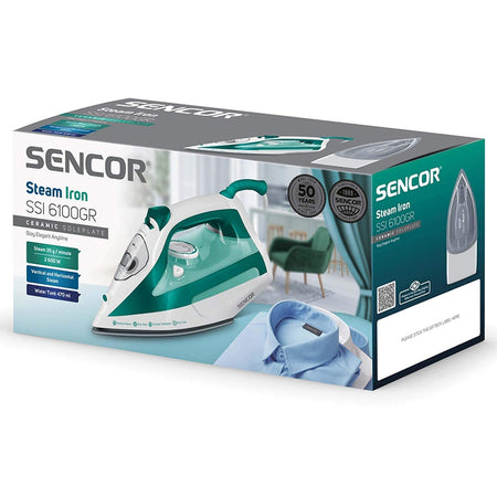 Fier de călcat cu abur 2600 W cu talpă ceramică și rezervor 470 ml Sencor S-SSI6100GR