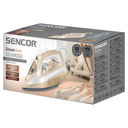 Fier de călcat cu abur, talpă ceramică, autocurățare, 2600 W Sencor S-SSI6110GD