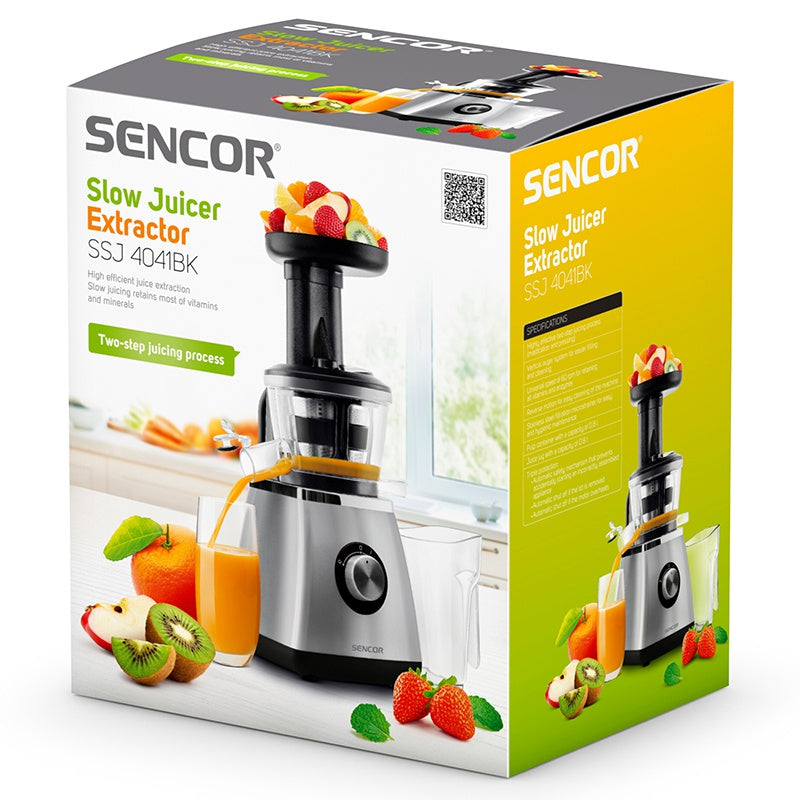 Storcător de fructe slow juicer, 400 W, microfiltru inox, Sencor S-SSJ4041BK