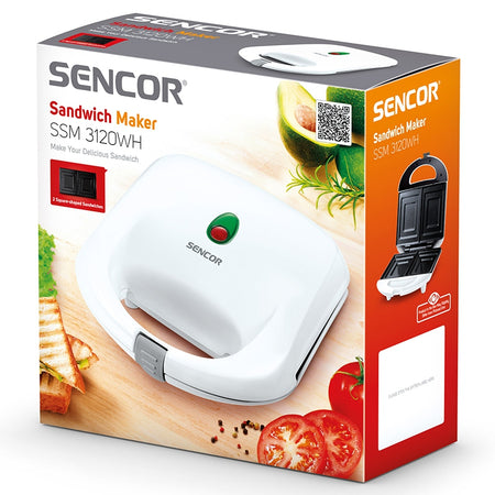 Sandwich maker 700 W, antiaderent, indicatori luminoși, Sencor S-SSM3120WH