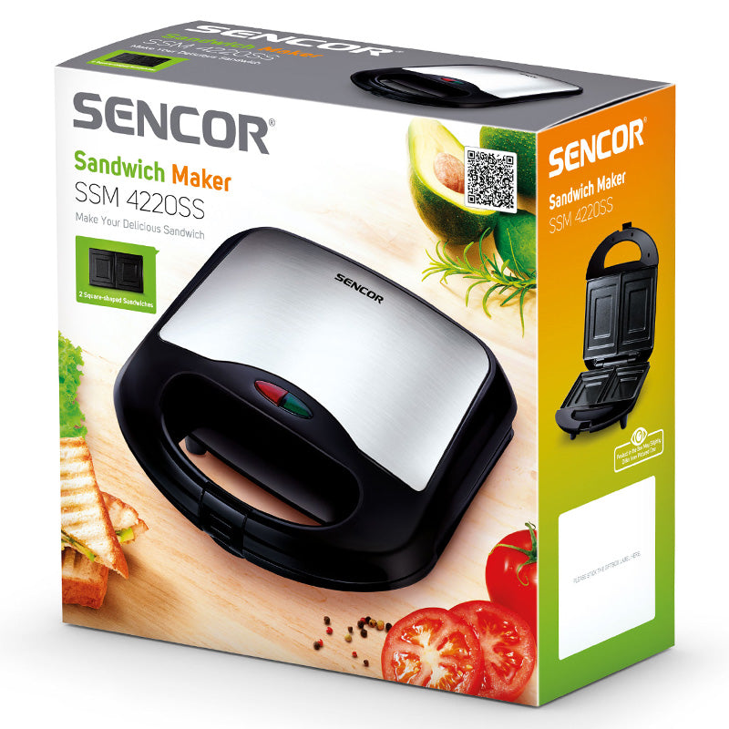 Sandwich maker 700 W cu plăci antiaderente Sencor