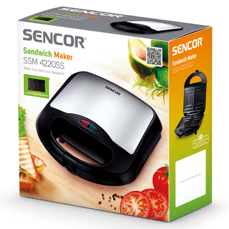 Sandwich maker 700 W cu plăci antiaderente Sencor