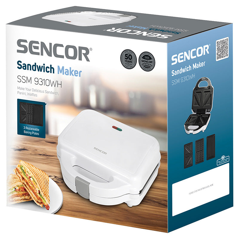 Sandwich maker 3 în 1 750 W cu plite detașabile Sencor S-SSM9310WH