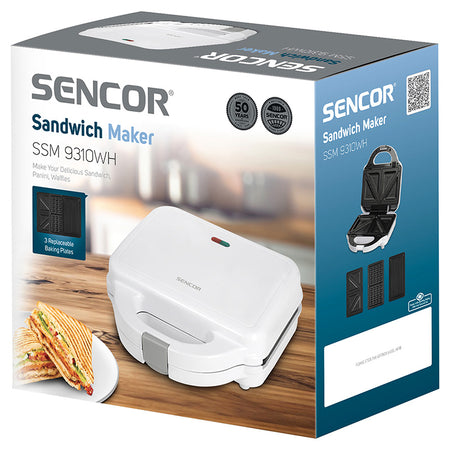 Sandwich maker 3 în 1 750 W cu plite detașabile Sencor S-SSM9310WH