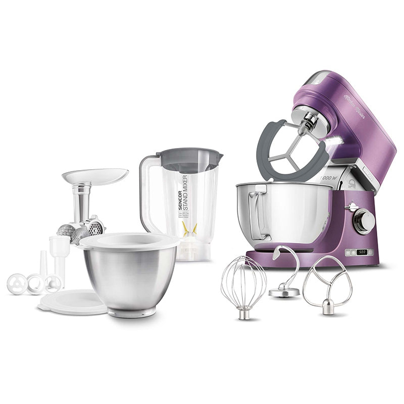 Robot bucătărie 1000 W mov, bol inox, blender Tritan Sencor S-STM7873VT