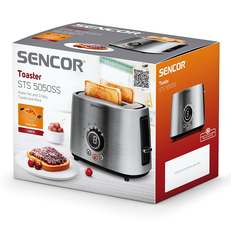 Toaster inox 1000 W cu 2 fante și accesorii Sencor S-STS5050SS