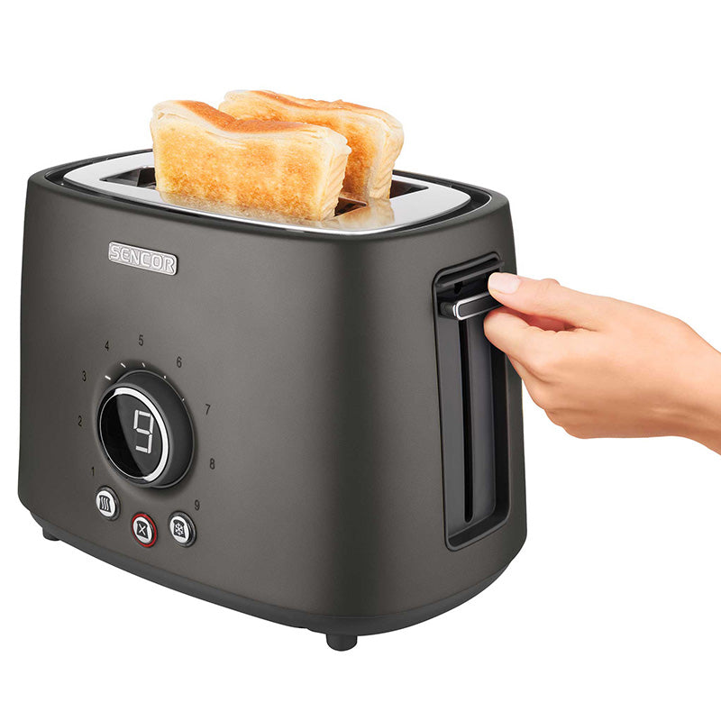 Toaster 1000 W cu 2 sloturi, negru, timer, design metalic Sencor S-STS6058BK