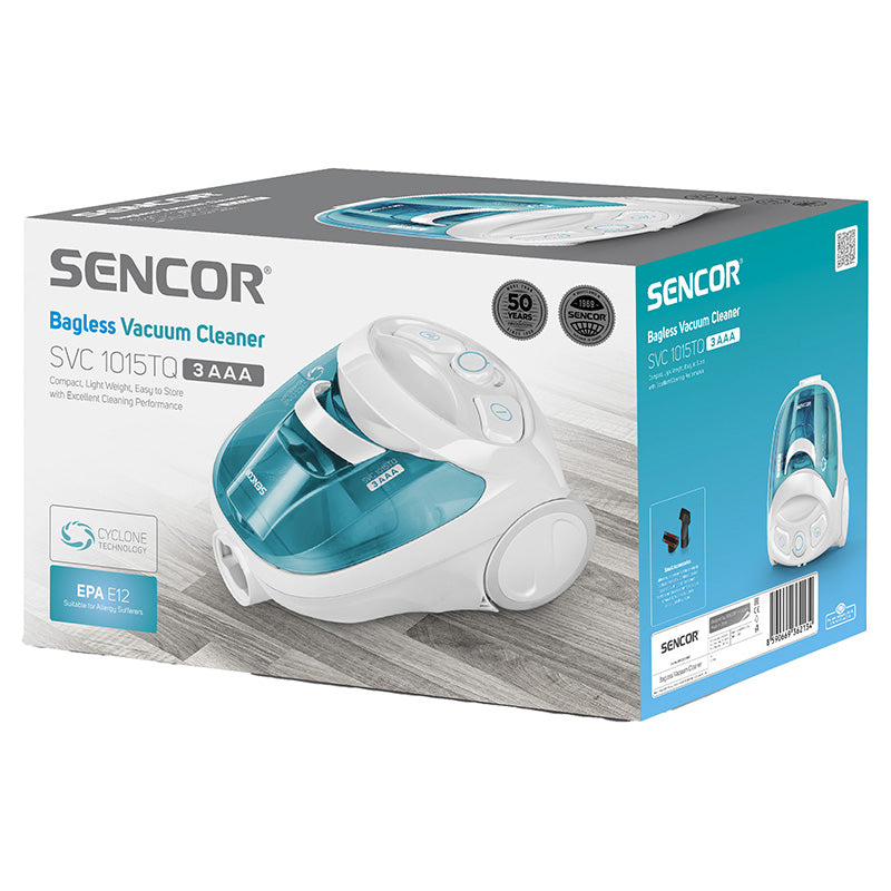 Aspirator fără sac 800 W, filtru EPA, recipient 1,5 l, Sencor S-SVC1015TQ