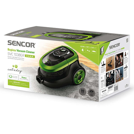 Aspirator fără sac 750 W HEPA H13, tehnologie Cyclone, Sencor S-SVC1038GR