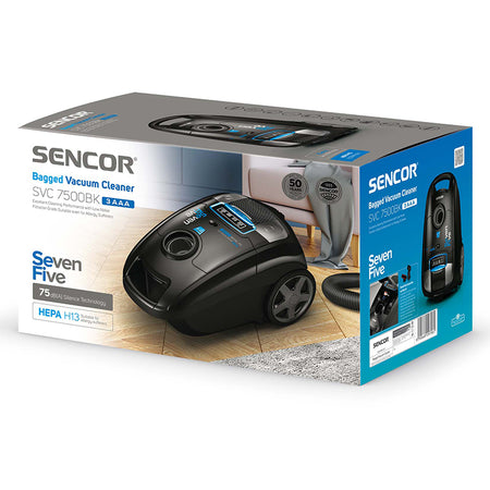 Aspirator cu sac silențios HEPA H13, 3,5 l, negru Sencor S-SVC7500BK