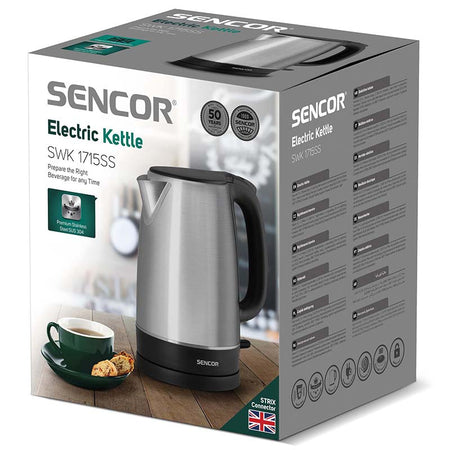 Fierbător electric din oțel inoxidabil de 1,7 L și 2200 W Sencor S-SWK1715SS
