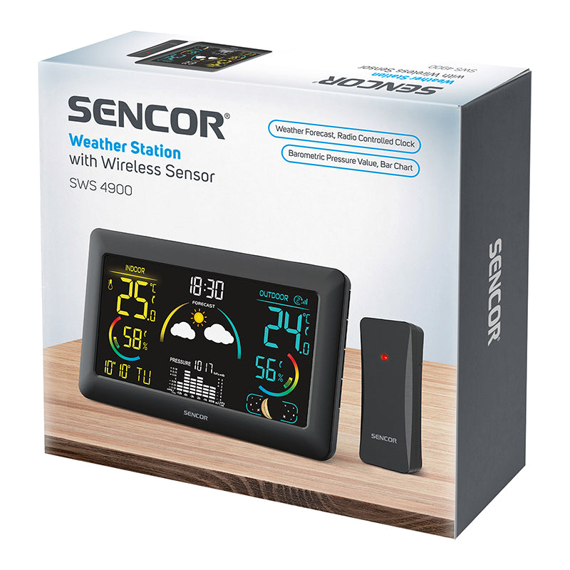 Stație meteo wireless cu senzor exterior și ceas radio Sencor S-SWS4900