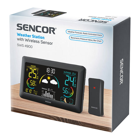 Stație meteo wireless cu senzor exterior și ceas radio Sencor S-SWS4900