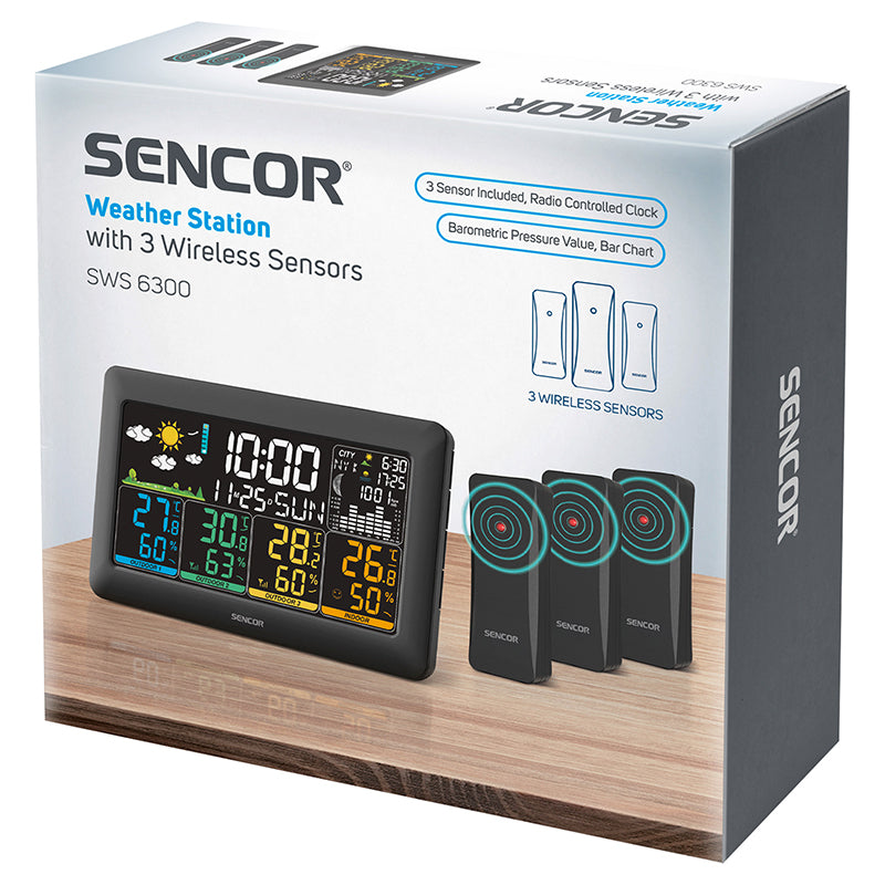 Stație meteo wireless cu 3 senzori SWS 6300 Sencor S-SWS6300