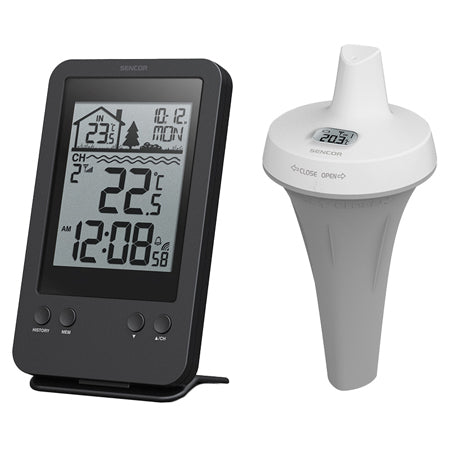 Stație meteo wireless cu senzor de apă pentru piscină, afișaj LCD, alarmă Sencor S-SWS6900POOL