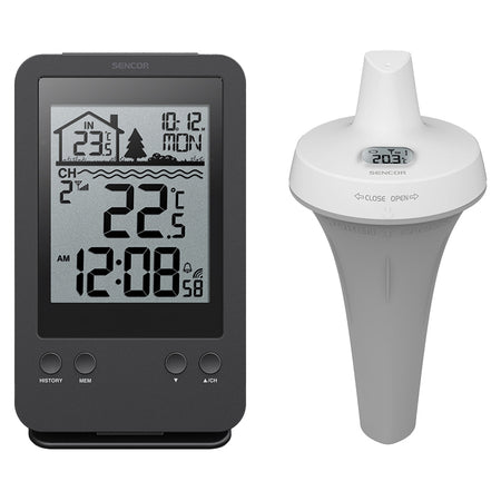 Stație meteo wireless cu senzor de apă pentru piscină, afișaj LCD, alarmă Sencor S-SWS6900POOL