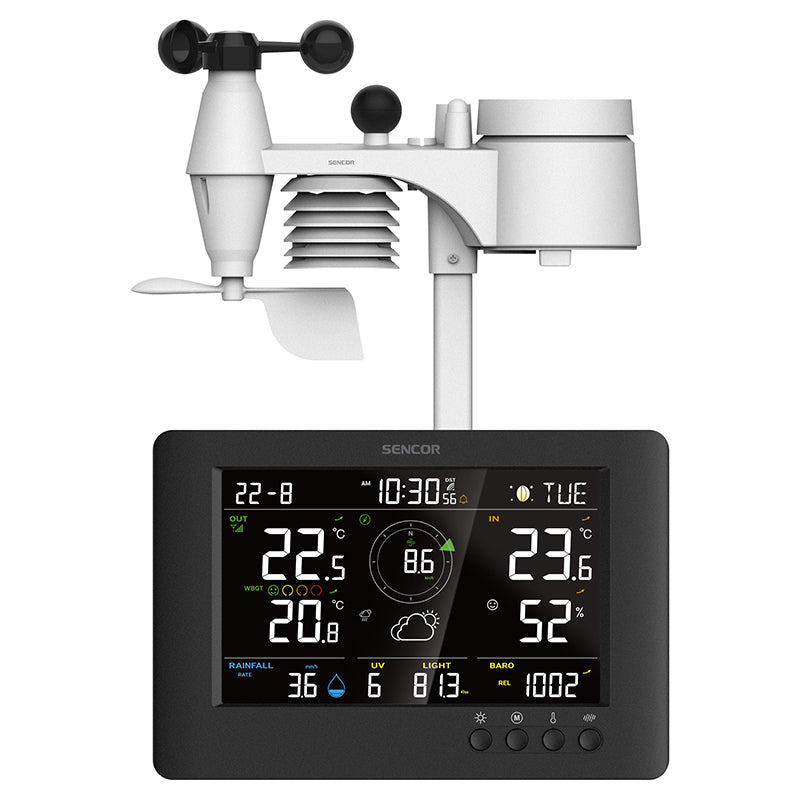 Stație meteo profesională WBGT WiFi 8 în 1, LCD color, Sencor S-SWS9500