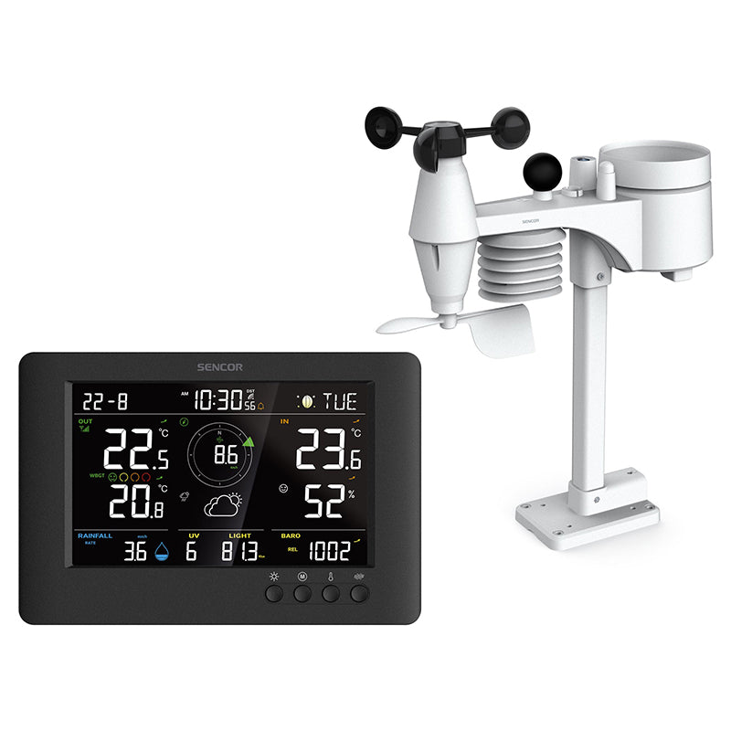 Stație meteo profesională WBGT WiFi 8 în 1, LCD color, Sencor S-SWS9500