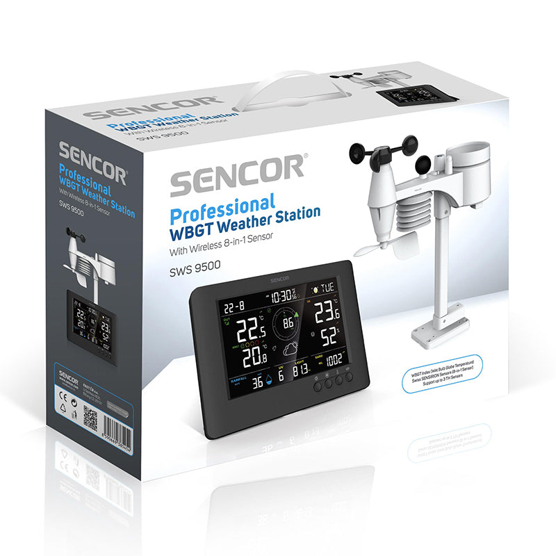 Stație meteo profesională WBGT WiFi 8 în 1, LCD color, Sencor S-SWS9500