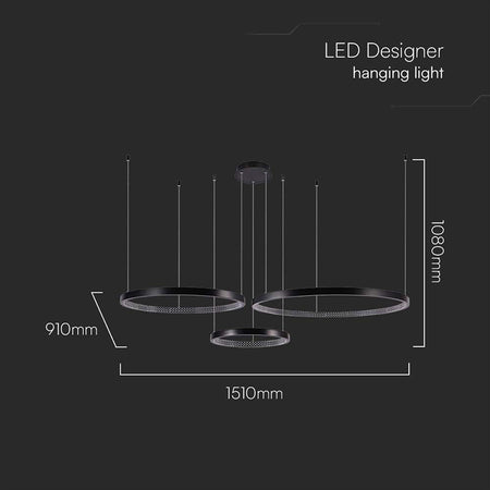 Lampă LED design 57 W, 4000 K, SMD, IP20, negru V-Tac SKU-10053